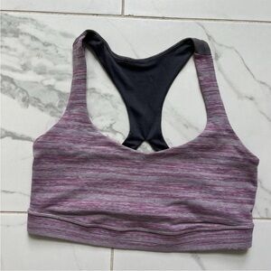 Lululemon 50 Rep Sports Bra Gray Pink Purple Heathered Space Dye Stripe - Size 4
